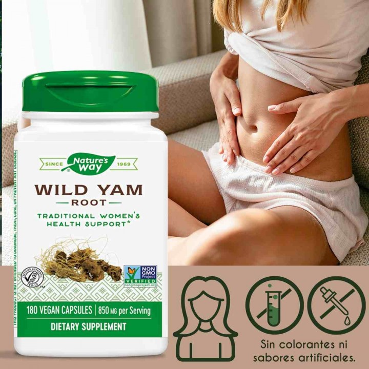 Wild Yam Raíz De Ñame Nature's Way 850 mg 180 Cápsulas Veganas V3226 Nature's Way