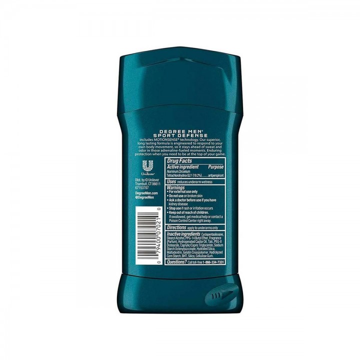 Desodorante Antitranspirante en Barra Men Degree SPORT DEFENSE Protección 48H 2.7 Onzas (76g) C1093 Degree
