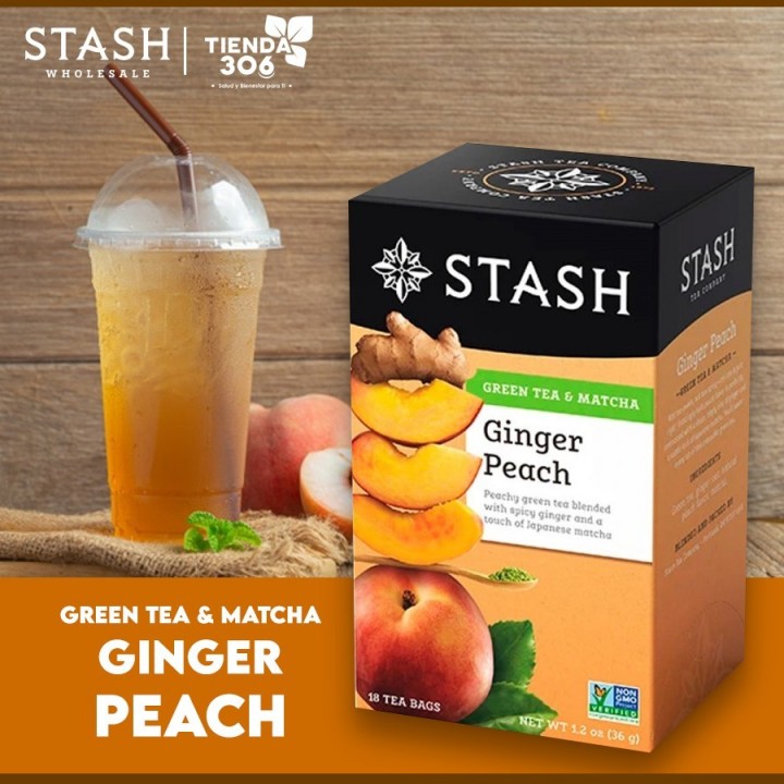 Te STASH Green Tea & Matcha Ginger Peach 18 Bolsitas 36 g T2044 STASH