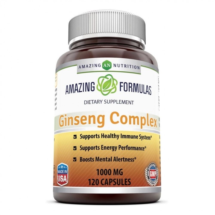 AMAZING FORMULAS Ginseng Complex Soporte Sistema Inmune 1000 MG 120 Capsulas V3282 Amazing Nutrition