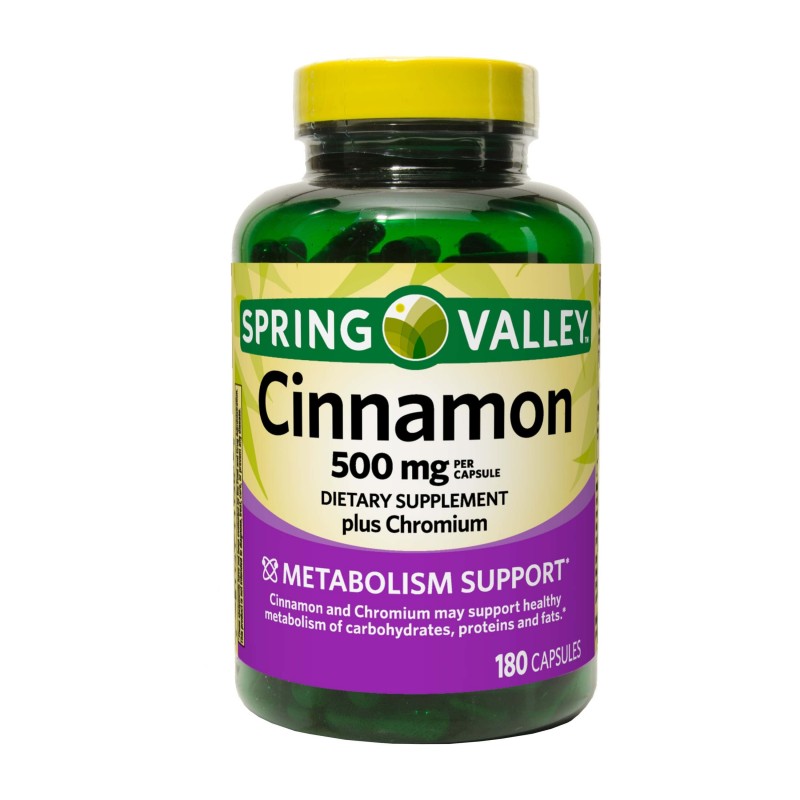SPRING VALLEY Cinnamon (Canela) Apoyo Metabolismo 500 mg 180 Capsulas V3285 SPRING VALLEY