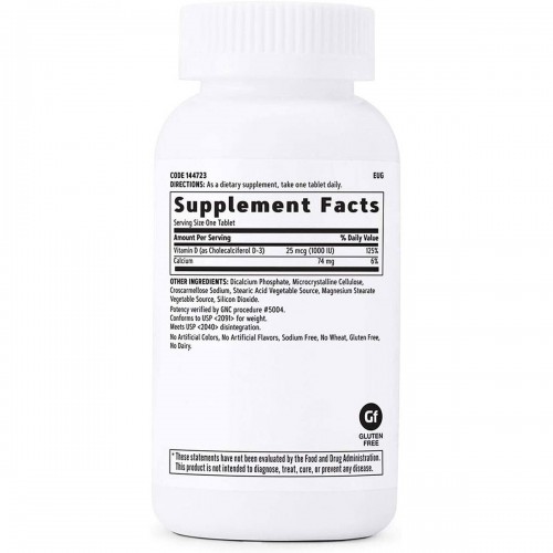 GNC Vitamina D-3 Soporte para la Absorcion de Calcio 25mcg 180 Tabletas V3321 GNC