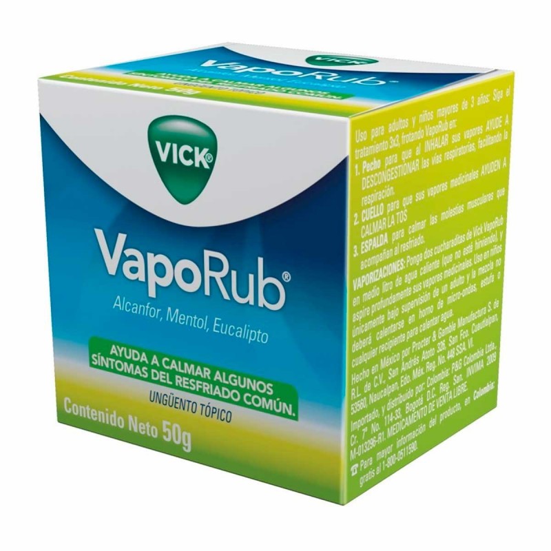 Vick Vaporub Alcanfor Metol Y Eucalipto Unguento Topico 50g Vicks 5168