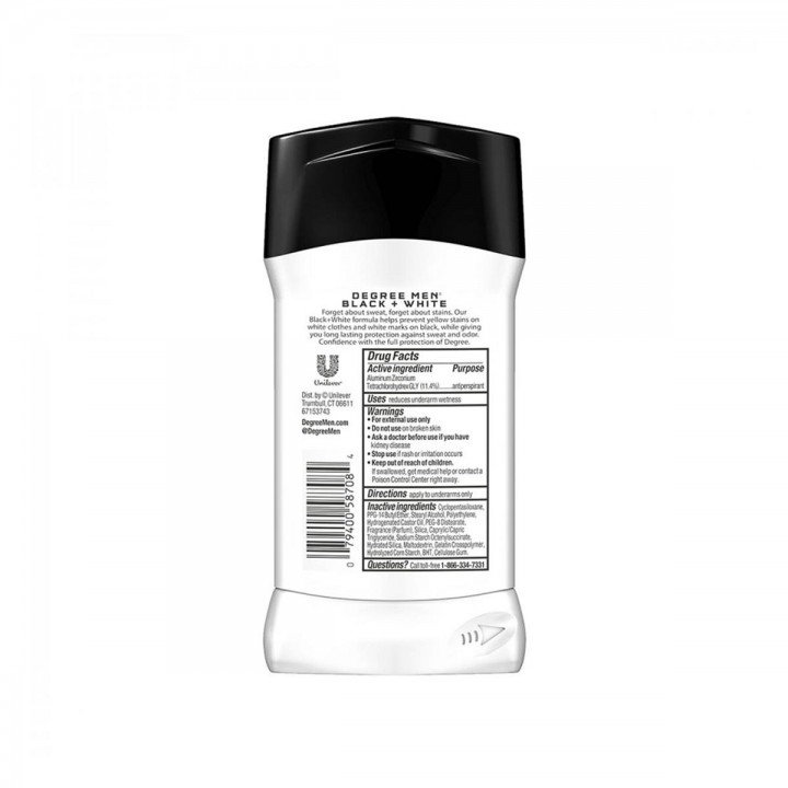 Desodorante Antitranspirante Degree Mens Motion Sense Ultra Clear Black + White Protección 48h En Seco 2.7 Onzas (76g) C1009 ...