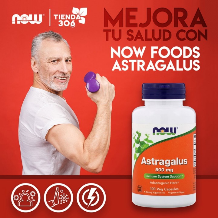 Now Astragalus 500 Mg Sistema Inmune 100 Cápsulas V3267 Now Nutrition for Optimal Wellness