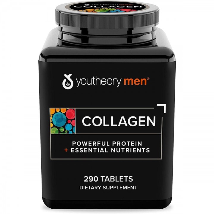Colageno para Hombre Hidrolizado Youtheory con Vitamina C de Tipo 1, 2 Y 3 290 Tabletas V3158 Youtheory