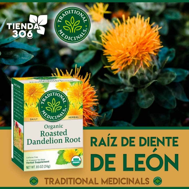 Traditional Medicinals Organic Té Herbal de Raíz de Diente de León Asado Libre de Cafeína 16 Bolsitas .85 oz. (24g) T2057 TRA...