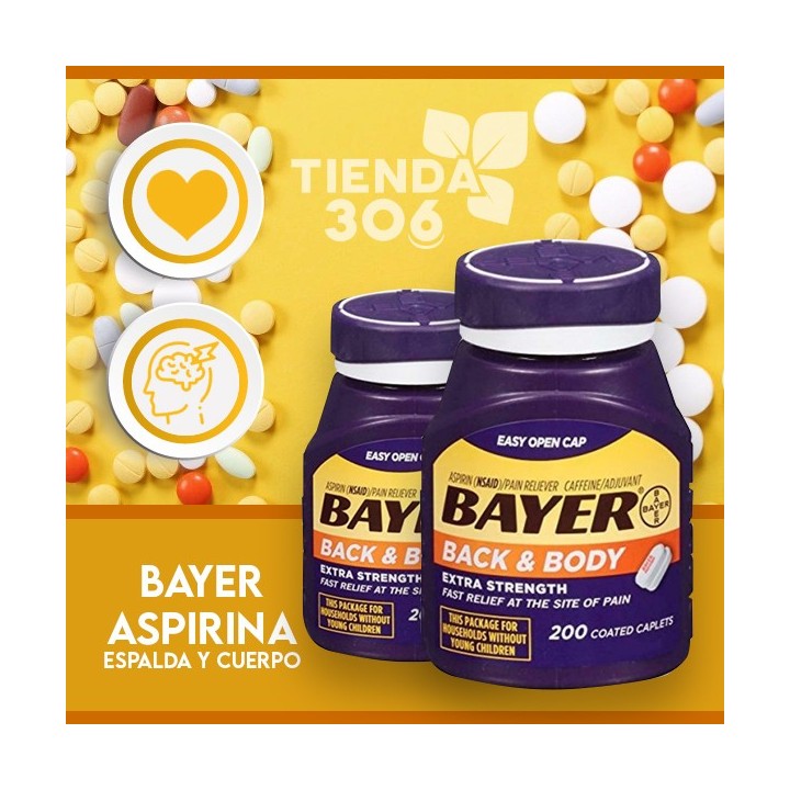 Bayer Aspirina Espalda y Cuerpo 500 Mg 200 Tabletas Recubiertas V3254 Bayer