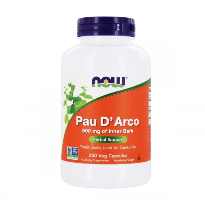 Now Palo de Arco (Pau D' Arco) Corteza Interior500 mg 250 Cápsulas Vegetarianas V3053 Now Nutrition for Optimal Wellness