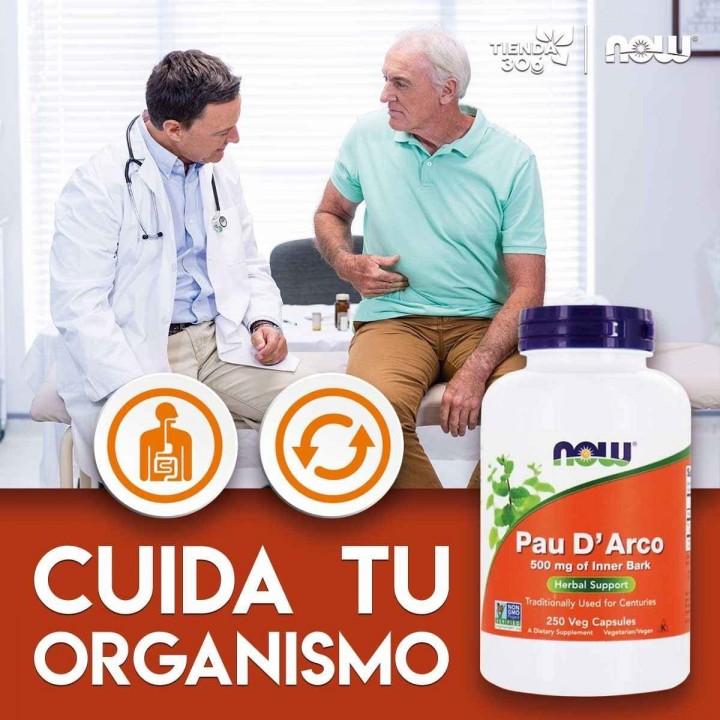 Now Foods Palo de Arco (Pau D' Arco) Corteza Interior 500 mg 250 Cápsulas Vegetarianas V3053 Now Nutrition for Optimal Wellness