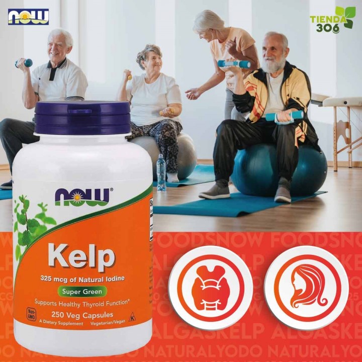 Now Foods Kelp Algas Yodo Natural 325 mcg 250 Cápsulas Vegetarianas V3078 Now Nutrition for Optimal Wellness