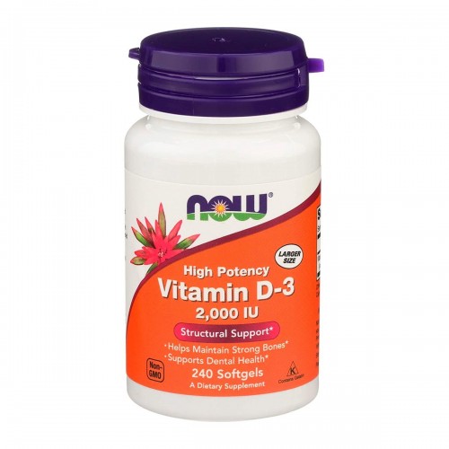 Now Vitamina D3 Alta Potencia 2,000 IU 240 Softgels V3256 Now Nutrition for Optimal Wellness