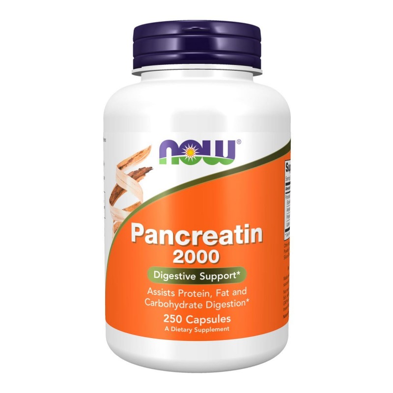 Now Pancreatin 10X 200 mg 250 Cápsulas V3046 Now Nutrition for Optimal Wellness