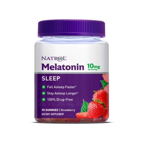 Natrol Melatonin en Gomas Sueño Prolongado Sabor a Fresa 10 mg 90 unidades V3249 Natrol