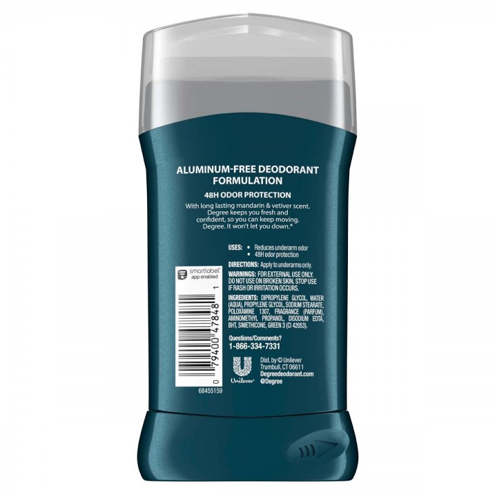 Degree Desodorante Mandarina y Vetiver Libre de Aluminio 48 Horas de Proteccion C1174 Degree