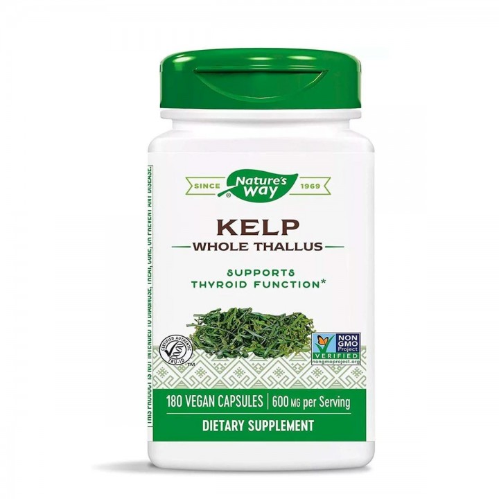 Kelp Algas Yodo Natural Natures Way Quelpo 600 mg 180 Cápsulas Veganas V3022 Nature's Way