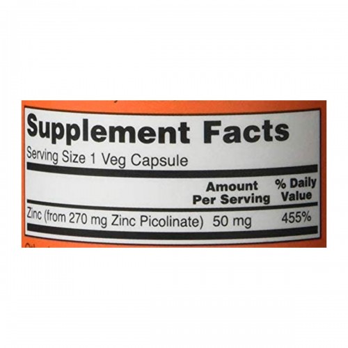 Now Picolinato de Zinc 50 mg 120 Capsulas V3121 Now Nutrition for Optimal Wellness