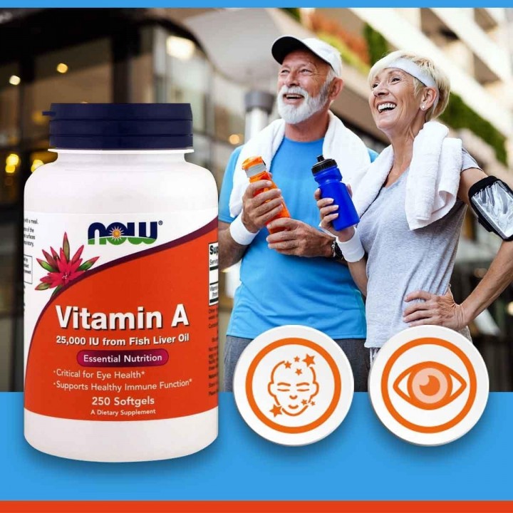 Now Foods Vitamina A 25,000 IU de Aceite de Hígado de Pescado 250 Cápsulas blandas V3024 Now Nutrition for Optimal Wellness