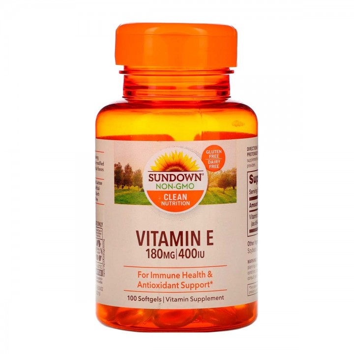 Sundown Naturals Vitamina E, 180 mg / 400 IU 100 Cápsulas Blandas V3173 SUNDOWN NATURALS