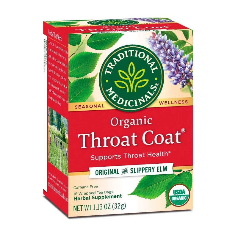 Traditional Medicinals Organic Té Herbal Throat Coat Supports Throat Health Libre de Cafeína 16 Bolsitas 1.13 oz. (32g) T2062...