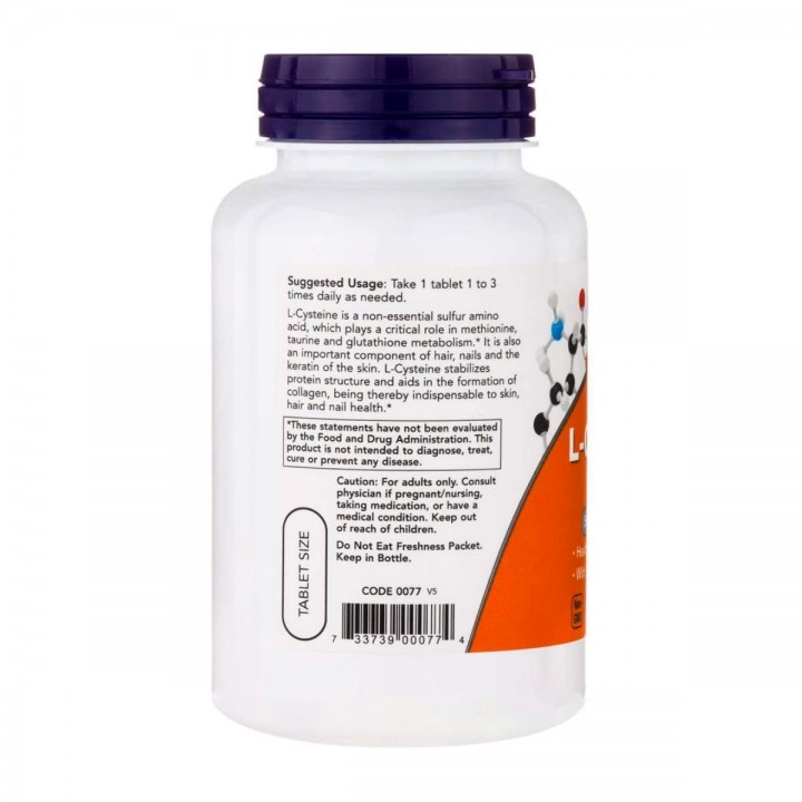 Now L-Cisteina 500 Mg Con Vitamina B6 Y C 100 Tabletas V3228 Now Nutrition for Optimal Wellness