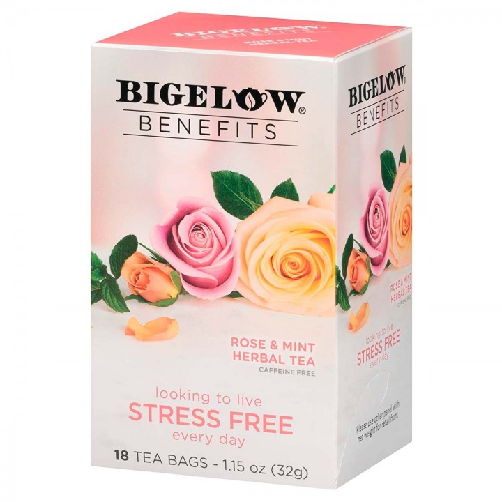 Té Bigelow Herbal Rosa y Menta Libre de Cafeína 18 Bolsitas 32g T2077 BIGELOW