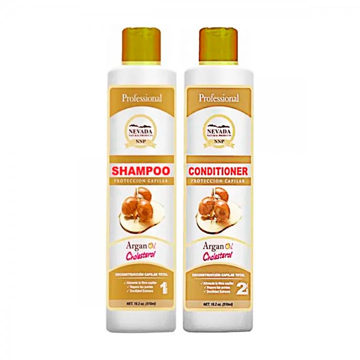 Nevada Shampoo + Acondicionador Aceite De Argan Cholesterol 510 Ml Reconstruccion Capilar Total C1128 Nevada Natural Products