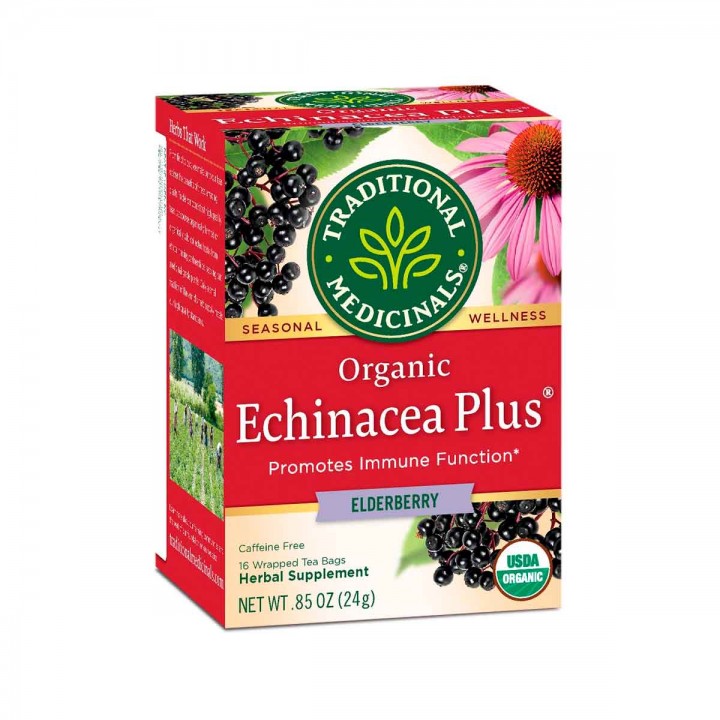 Traditional Medicinals Organic Té Herbal Echinacea Plus Elderberry Libre de Cafeína 16 Bolsitas .85 oz. (24g) T2084 TRADITION...