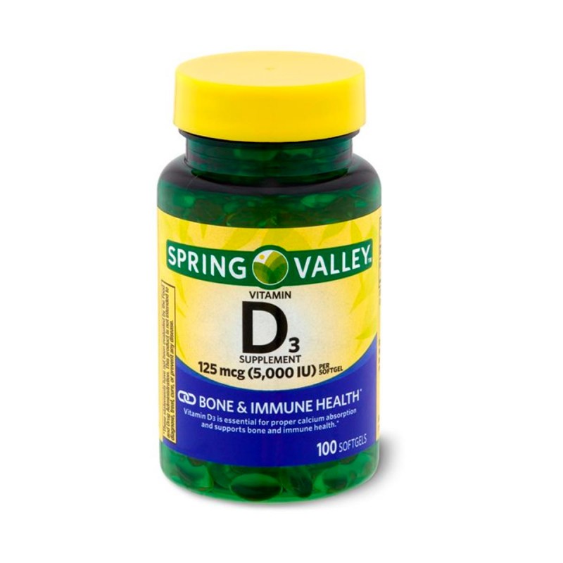 Spring Valley Vitamina D3 125mcg (5000 Iu) 100 Capsulas V3346 SPRING VALLEY