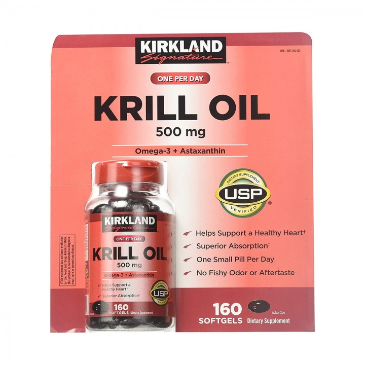 Kirkland Krill Oil 500 mg Omega -3 + Astaxantina 160 Cápsulas Blandas V3350 Kirkland Signature