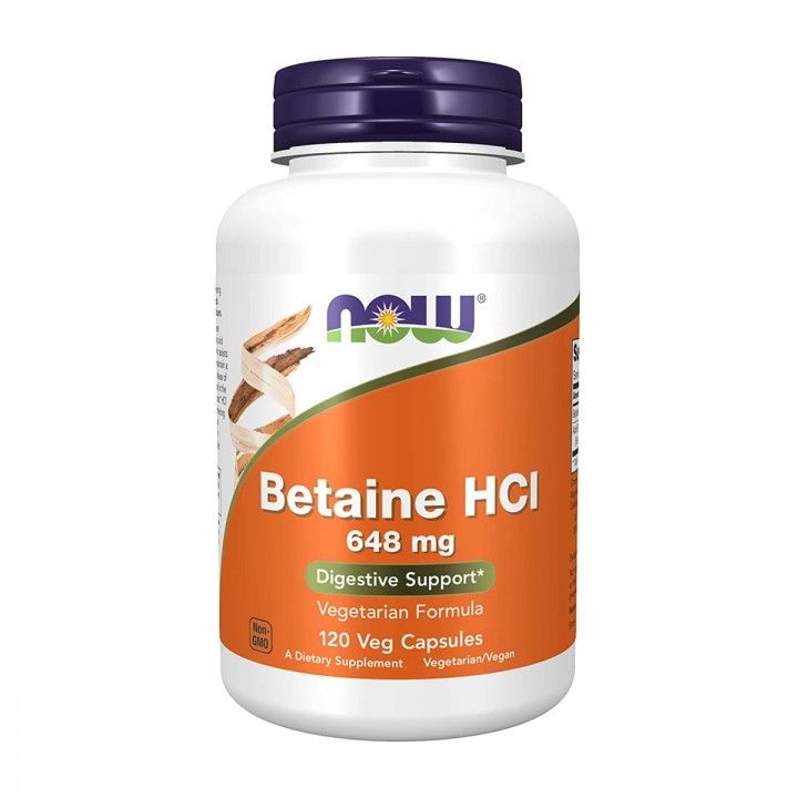 Now Foods Betaína HCl 648 mg 120 cápsulas V3352 Now Nutrition for Optimal Wellness
