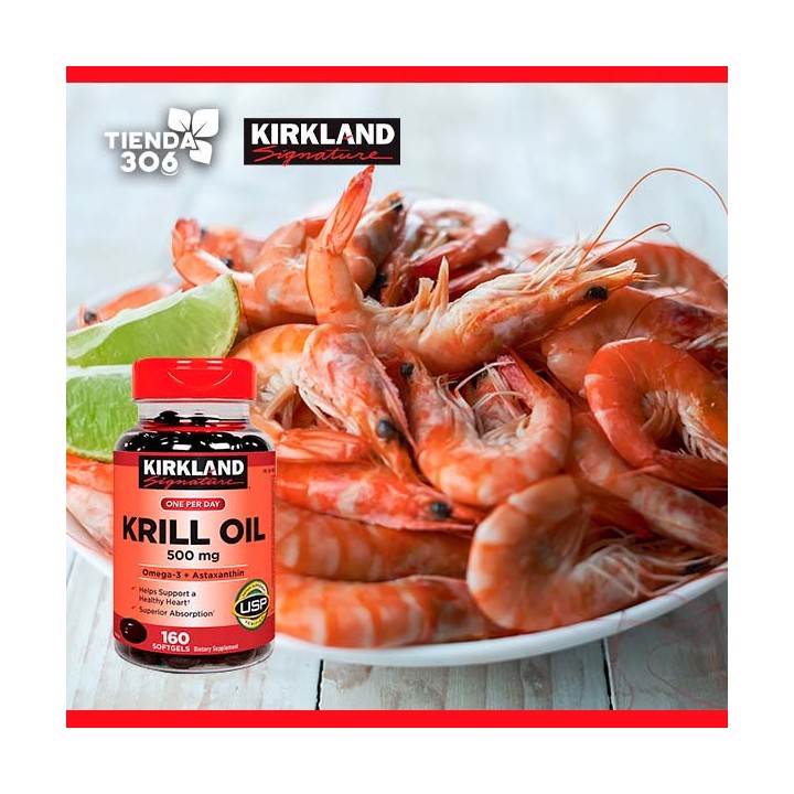 Kirkland Krill Oil 500 mg Omega -3 + Astaxantina 160 Cápsulas Blandas V3350 Kirkland Signature