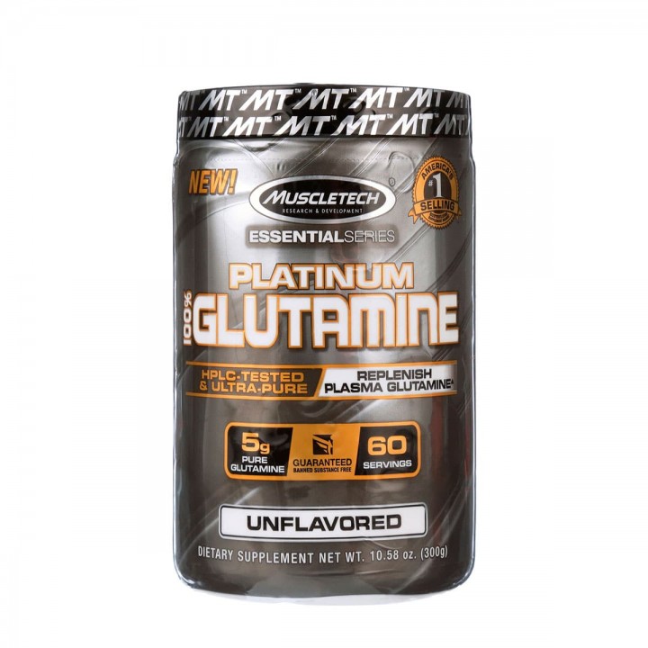MuscleTech Platinum 100% Glutamina sin sabor 60 Servicios, 300g (10.58oz) V3354 MuscleTech