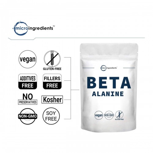 Microingredients Beta Alanina en Polvo, Suplemento Puro, Amino Energía Pre Entrenamiento, 1 Kg (2.2 lbs) V3359 Microingredients
