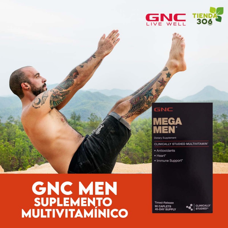 GNC Mega Men Suplemento Multivitamínico Para Hombre Clínicamente Comprobado 90 Capsulas V3361 GNC