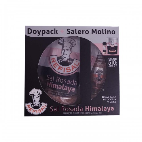 Refisal Sal Rosada Himalaya Doy Pack + Salero Molino 510 g D1228 REFISAL