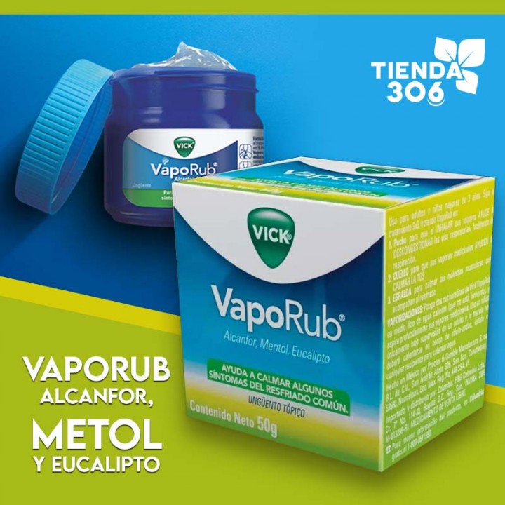 VICK VapoRub Alcanfor, Metol y Eucalipto Unguento Topico 50g C1036 VICK
