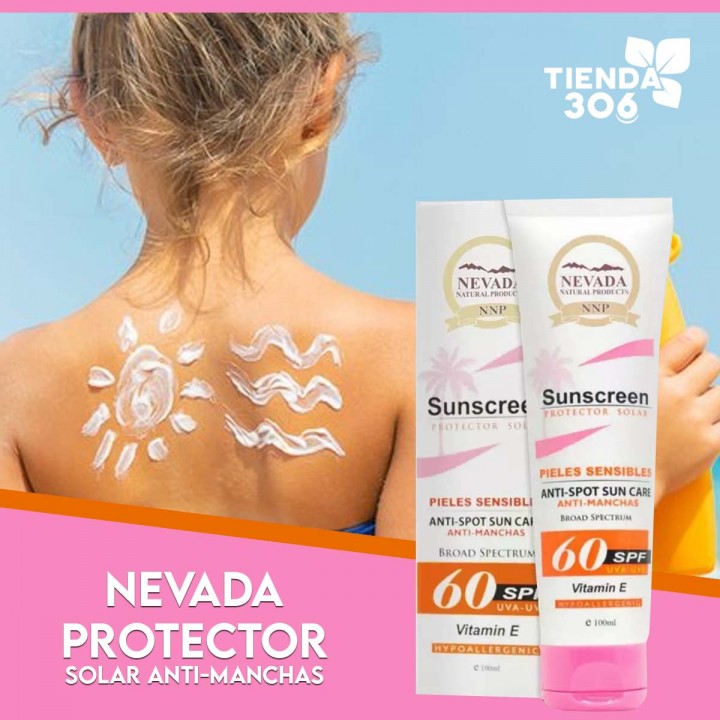 Nevada Protector Solar Anti-Manchas con Vitamina E 60 FPS Pieles Sensibles 100 ml C1053 Nevada Natural Products