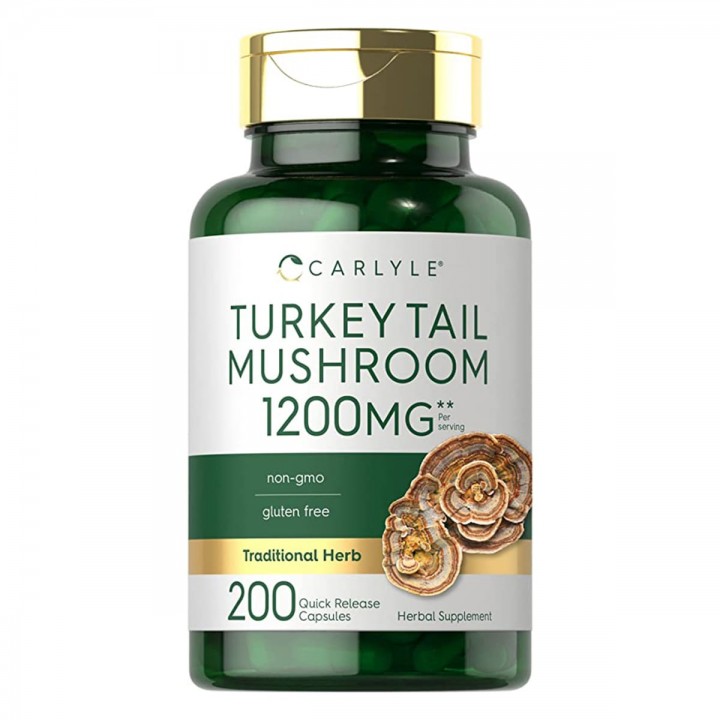 Carlyle Turkey Tail Mushroom Hongo de Cola de Pavo 1200 mg 200 Cápsulas V3372 CARLYLE