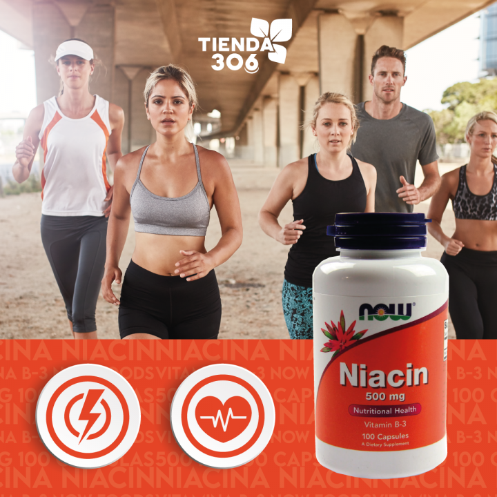 Niacina Niacin vitamina B-3 Now Foods 500 mg 100 Cápsulas V3026 Now Nutrition for Optimal Wellness