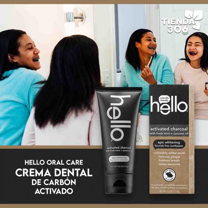 Hello Oral Care Crema Dental de Carbón Activado 4.0 oz (113 g) C1200 Hello Oral Care