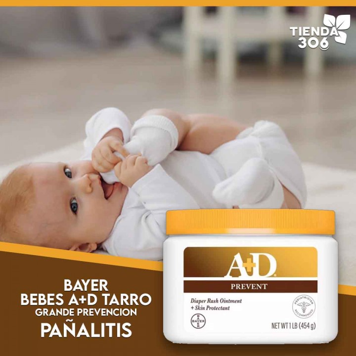 Crema Bebes A+D Tarro Grande Prevencion Pañalitis 1 LB (454 g) C1099 Bayer