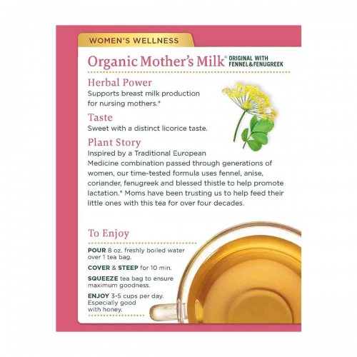 Traditional Medicinals Organic Té Herbal Mother´s Milk Promueve Lactancia de la Mujer, Libre de Cafeína 16 Bolsitas 99 oz (28...