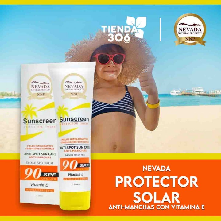 Nevada Protector Solar Anti-Manchas con Vitamina E 90 FPS Pieles Intolerantes Condiciones Extremas 100 ml C1102 Nevada Natura...