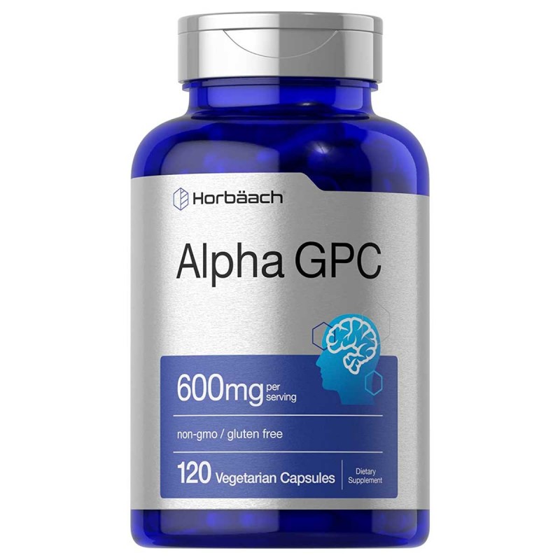 Horbaach Alpha GPC 600 mg, Suplemento de Colina Vegetariano, Apoya la memoria, el enfoque y la claridad saludables, 120 Cápsu...