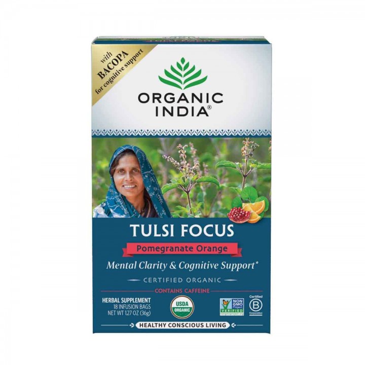 ORGANIC INDIA Tulsi Focus Té Herbal Naranja Granada 18 Bolsitas 36 g T2109 ORGANIC INDIA