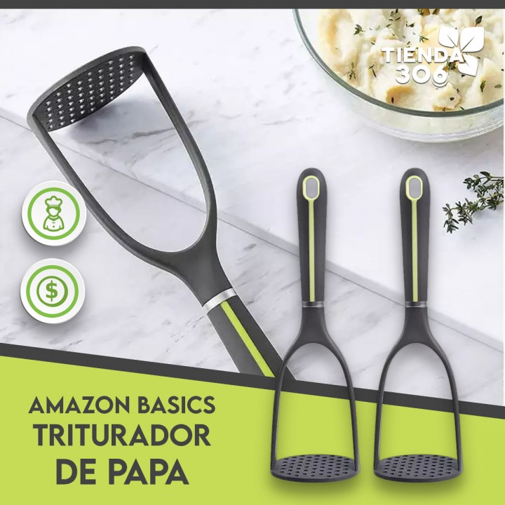 Amazon Basics Triturador de papa, Mango de Agarre Suave, Gris Verde H1001 Amazon Basics