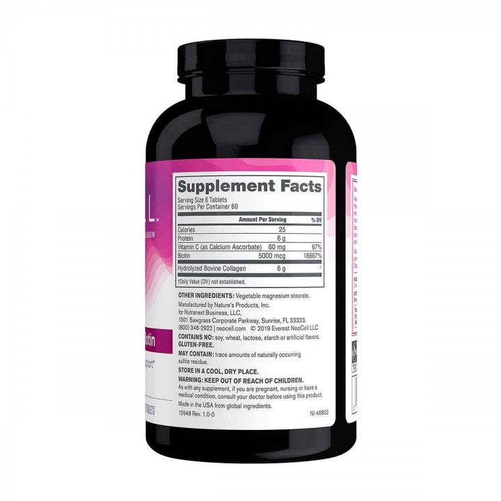Super Colágeno de 6.000 mg Collagen Type 1 & 3 + Vitamina C 60 mg Neocell 360 Tabletas V3052 Neocell