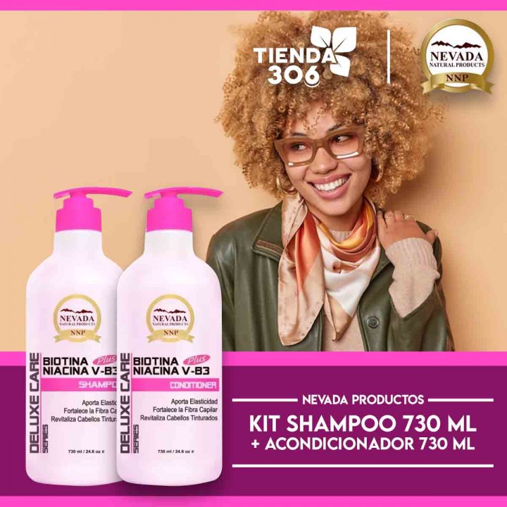Nevada Kit Shampoo 730 ml + Acondicionador 730 ml Biotina y Niacina C1171 Nevada Natural Products