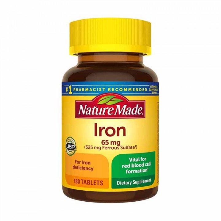 Nature Made Iron (Hierro) 65 mg 180 Tabletas V3385 Nature Made